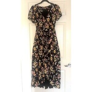 Isabel Maternity Ingrid & Isabel Dress S Black Floral Cottagecore Peasant Maxi